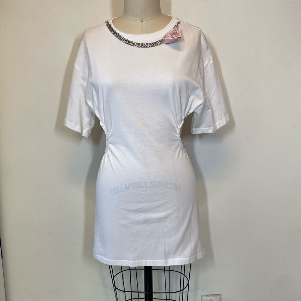 Ozlana Australia white cotton dress with bow  📦